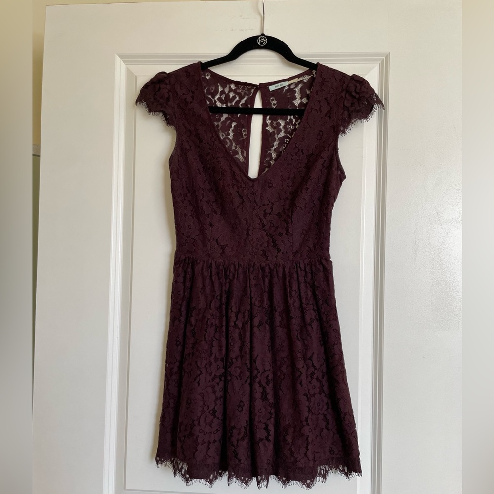 Urban Outfitters Kimchi Blue Lace Cutout Mini Dress in Deep Reddish Purple